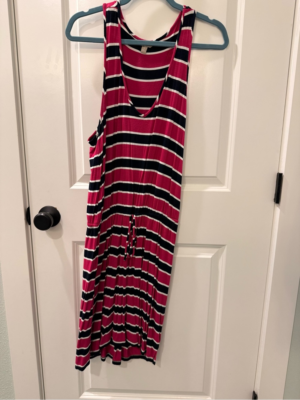 Banana Republic Striped Tank Dress in Berry, Black & White